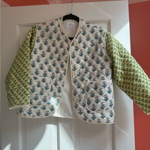 Zara Cream and Green Quilted Vest with Contemporary Style